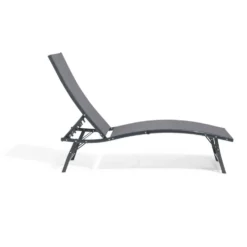 Bain de soleil Bahia pliant 5 positions gris 182x55xH34-92cm