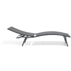Bain de soleil Bahia pliant 5 positions gris 182x55xH34-92cm