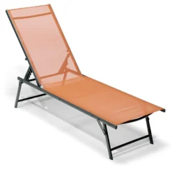 Bain de soleil Dream acier et textilène rouge terracota 179x56xH33cm