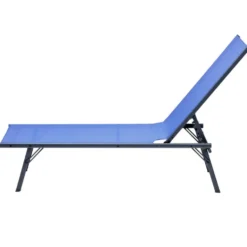 Bain de soleil Dream 5 positions acier et textilène bleu 181x54xH33-86cm