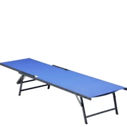 Bain de soleil Dream 5 positions acier et textilène bleu 181x54xH33-86cm