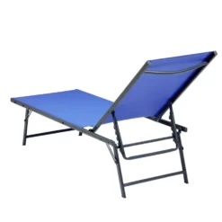 Bain de soleil Dream 5 positions acier et textilène bleu 181x54xH33-86cm