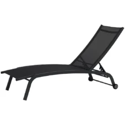 Bain de soleil transat Stockolm noir 186x63xH32/90cm