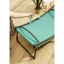 Bain de soleil Weavy acier et textilène vert et gris 198x54xH50cm