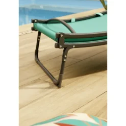 Bain de soleil Weavy acier et textilène vert et gris 198x54xH50cm