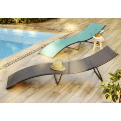 Bain de soleil Weavy acier et textilène gris 198x54xH50cm