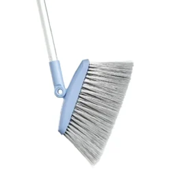 Balai avec plumeau intégré au manche gris et bleu