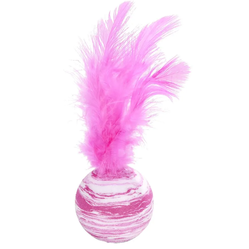 Balle pour chat avec plume Ø4xH13cm (2 modèles)