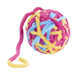 Balle pour chat forme pelote laine multicolore Ø6,5cm