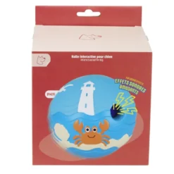Balle pour chien intéractive sonore thème océan PVC bleu Ø14cm