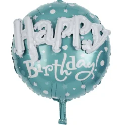Ballon alu anniversaire Happy Birthday doré ou bleu Ø45cm