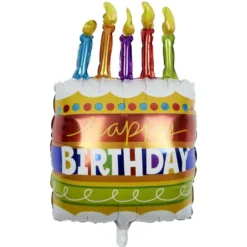 Ballon alu anniversaire Happy Birthday multicolore H60cm