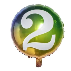 Ballon alu chiffre 2 métallisé multicolore Ø45cm