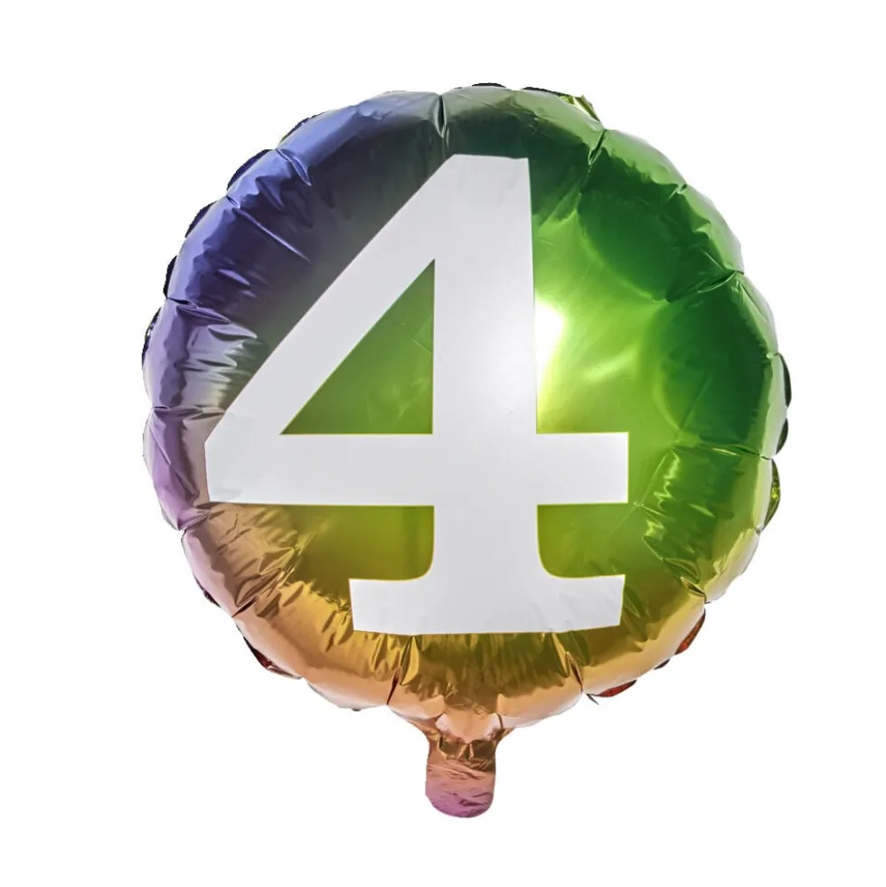 Ballon alu chiffre 4 métallisé multicolore Ø45cm