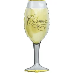 Ballon alu forme flûte Cheers gris et doré H90cm