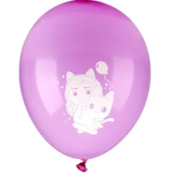 Ballon de baudruche latex x8 Gabby's Dollhouse rose et violet 15x21,5cm
