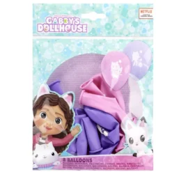 Ballon de baudruche latex x8 Gabby's Dollhouse rose et violet 15x21,5cm