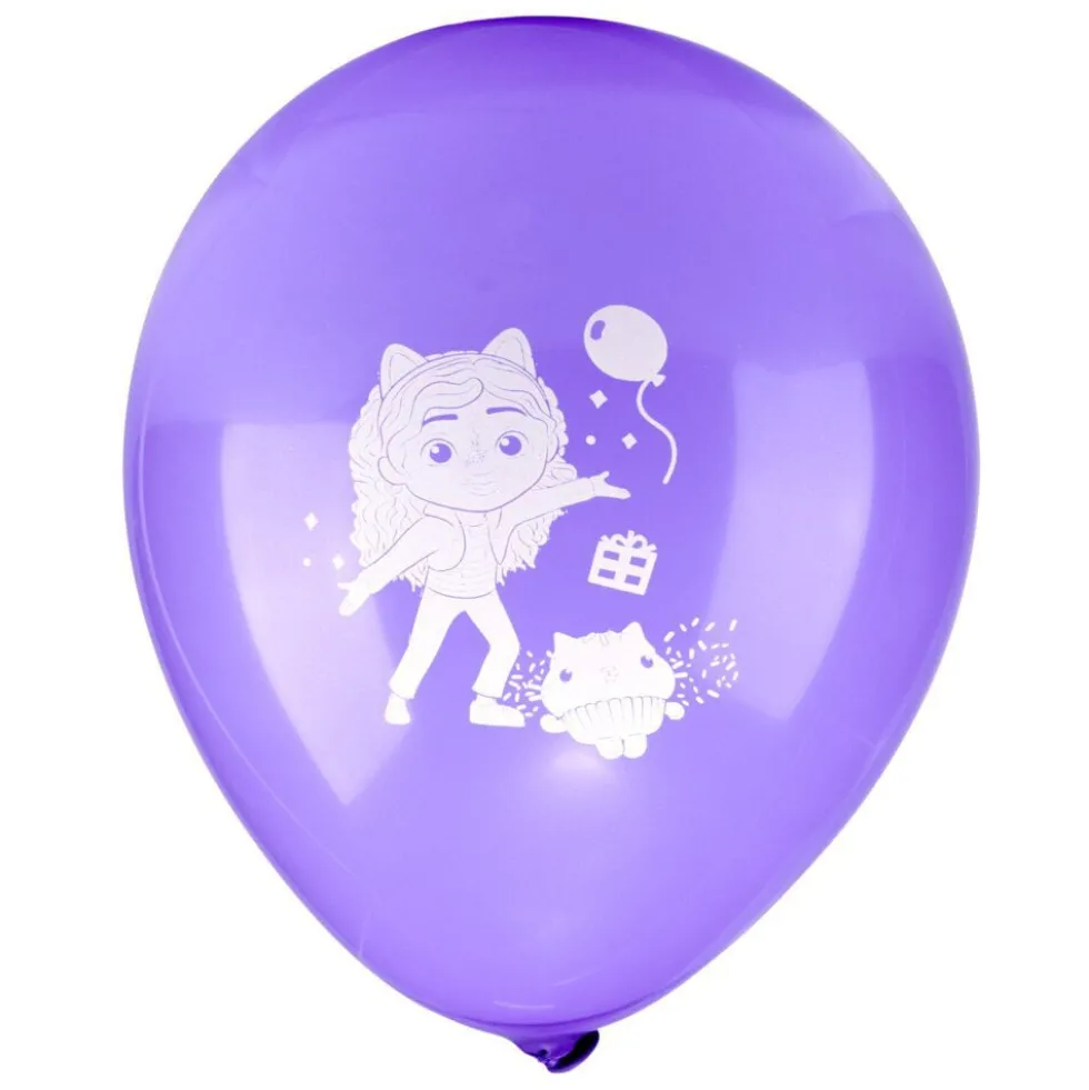 Ballon de baudruche latex x8 Gabby's Dollhouse rose et violet 15x21,5cm