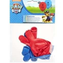 Ballon de baudruche latex x8 Pat patrouille rouge et bleu 15x21,5cm