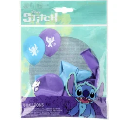 Ballon Disney Stitch x8 baudruche latex bleu et violet Ø30cm