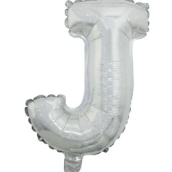 Ballon forme lettre J aluminium (2 modèles argenté ou doré)