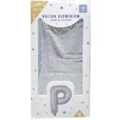 Ballon forme lettre P aluminium (2 modèles doré ou argenté)