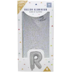 Ballon forme lettre R aluminium (2 modèles argenté ou doré)