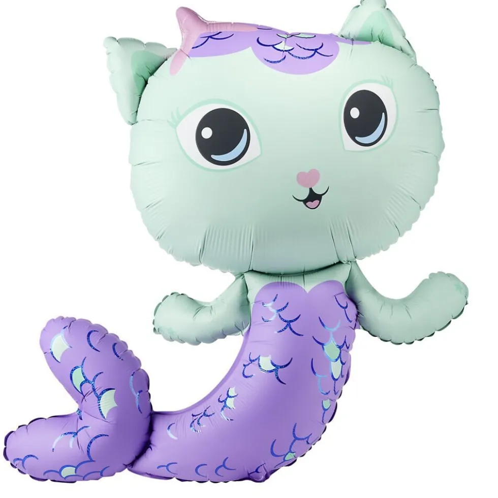 Ballon Gabby Chat aluminium forme sirène 80x82cm
