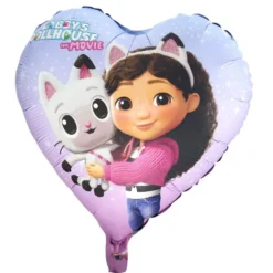 Ballon Gabby Chat aluminium forme coeur 11,5x15,5cm