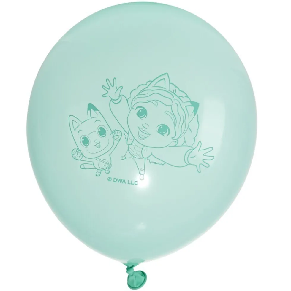 Ballon Gabby Chat x6 baudruche latex rose vert violet 13x17cm