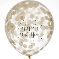 Ballon H30cm avec confettis transparent doré x6