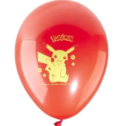Ballon Pokémon x8 de baudruche bleu et rouge H21,5cm