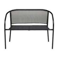 Banc de jardin Macéo acier et textilène noir 103x58xH75cm
