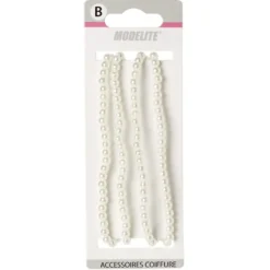 Bandeau élastique perles imitation blanc