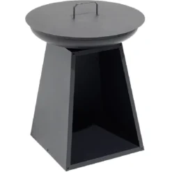 Barbecue brasero colonne Valparaiso plancha grill noir 50x50xH77,5cm