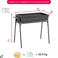 Barbecue à charbon acier Gordon 61x102xH86cm