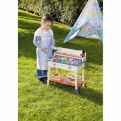 Barbecue extérieur enfant en bois + accessoires