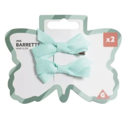 Barrette à cheveux x2 mini noeud tissu pastel 2x5cm (4 modèles)