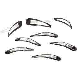 Barrette clic clac métal noir brillant x8