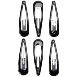 Barrette clic clac métal noir brillant x6