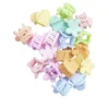Barrette à clip 20 pièces forme coeur et fleur multicolore pastel dans boîte