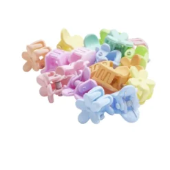 Barrette à clip 20 pièces forme coeur et fleur multicolore pastel dans boîte
