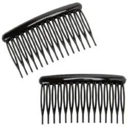Barrette peigne noir brillant x2