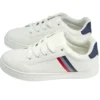 Baskets unisexe simili blanc rayures rouges et bleues T45