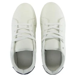 Baskets unisexe simili blanc rayures rouges et bleues T45