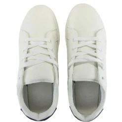 Baskets unisexe simili blanc rayures rouges et bleues T42