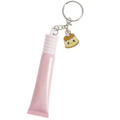 Baume à lèvre enfant motif kawaii rose avec chaîne