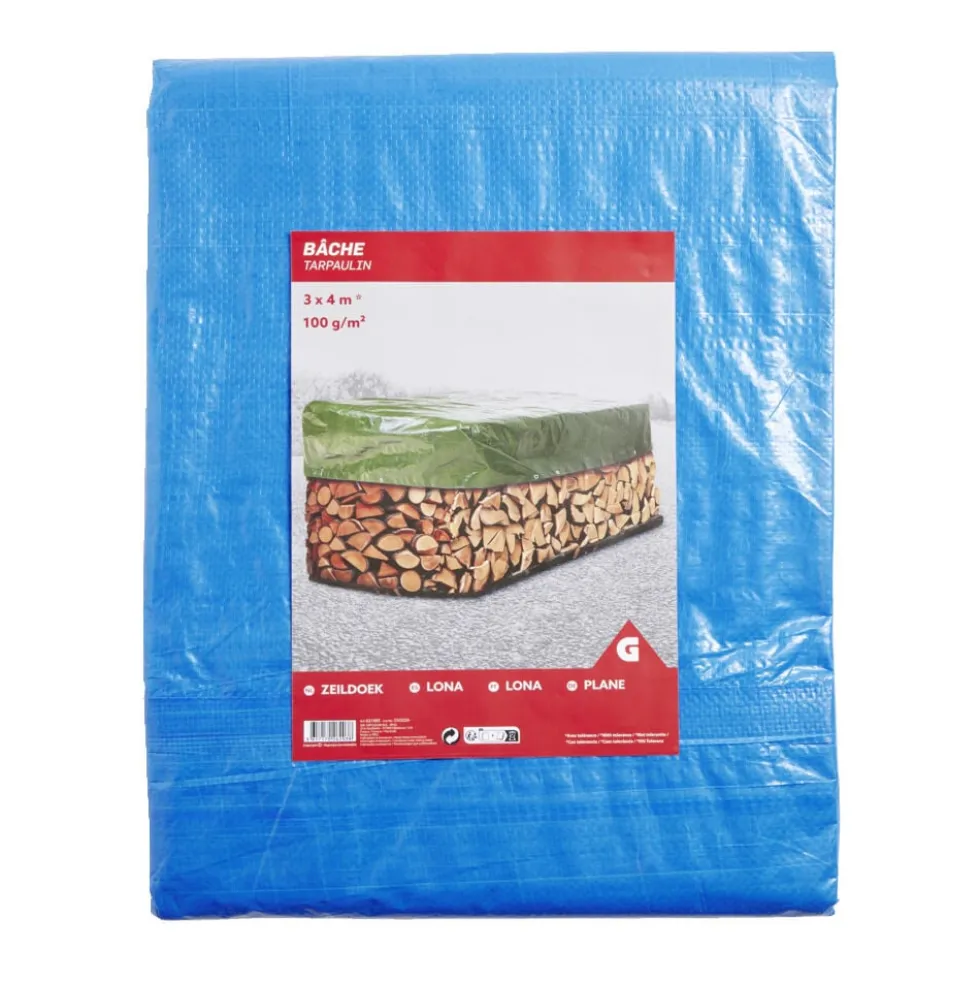 Bâche 3x4m - 100g/m² - PVC bleu