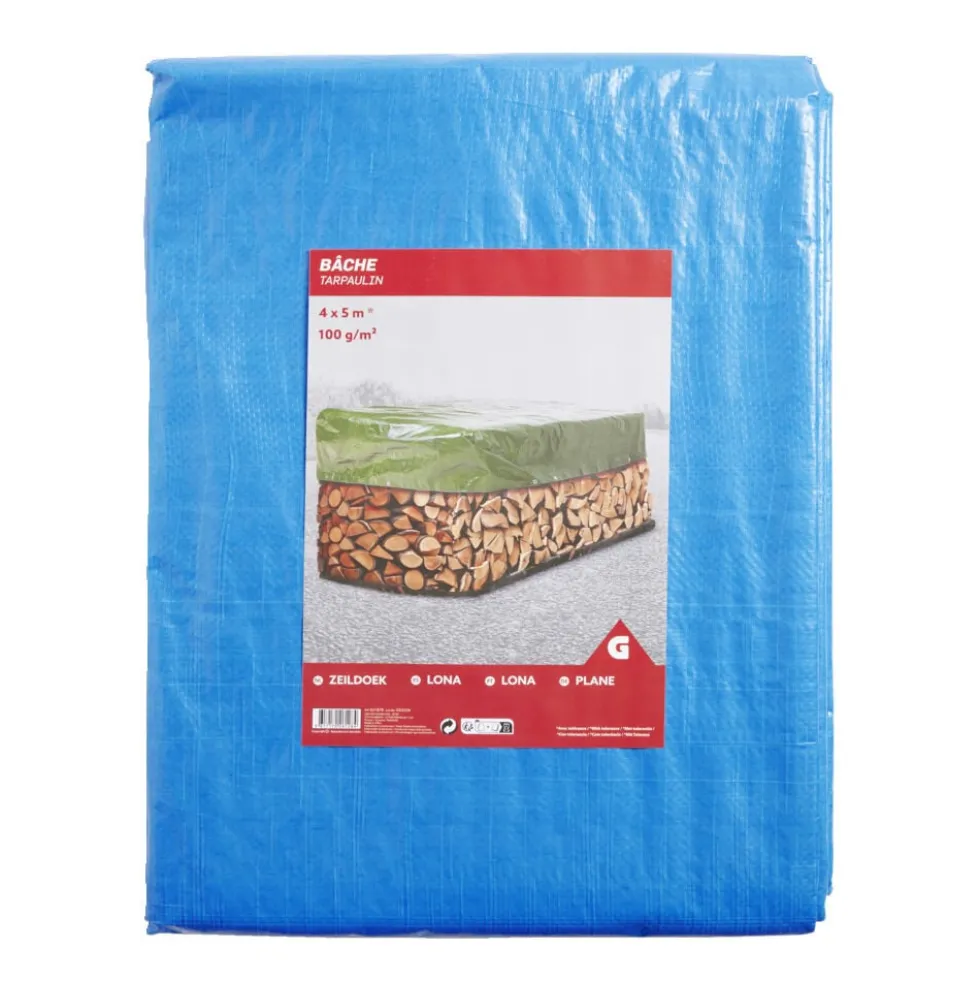 Bâche 4x5m - 100g/m² - PVC bleu