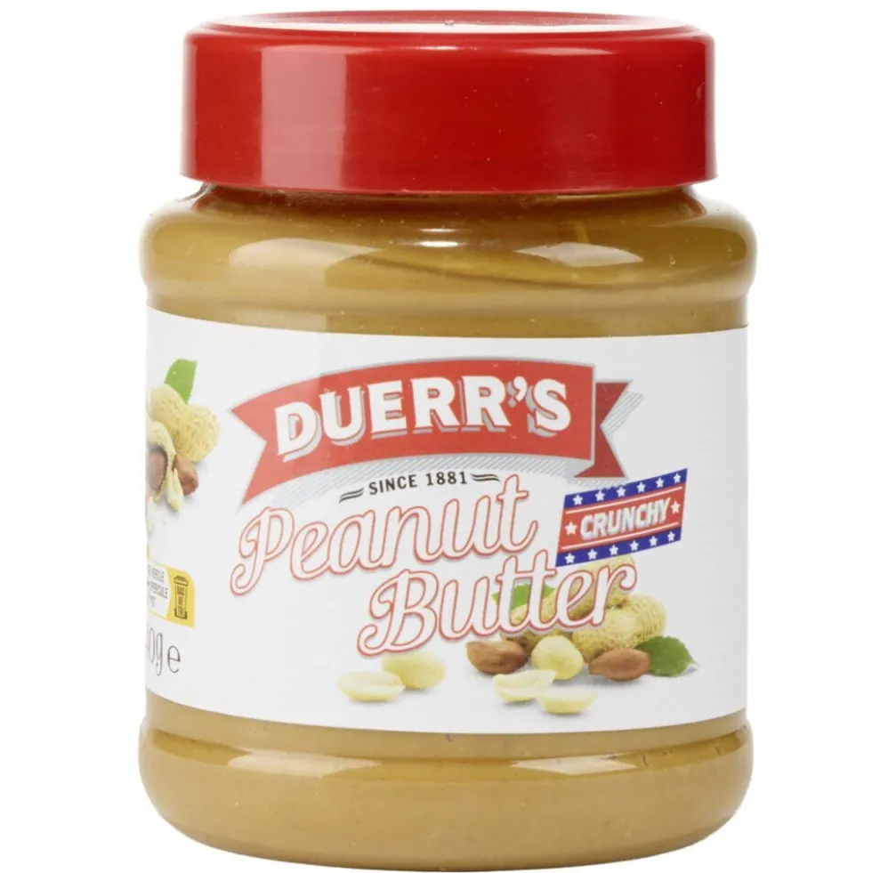 Beurre de cacahuètes crunchy Duerr's avec morceaux 340gr